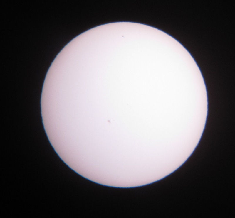 Mercury transit of the sun 9th May 2016 By David Patterson with a Canon Powershot A1100IS f/2.7: 1/320 sec: ISO-100: focal length 6mm. Taken "point and shoot" through the telescope eyepiece